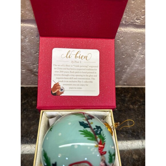 2019 Pier 1 Li Bien Hand Painted Glass Christmas Ornament Sloth NIB - Picture 2 of 6